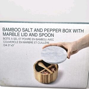 Bamboo Salt and Pepper Box with Marble Lid